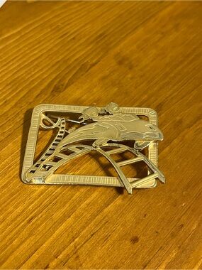 Vintage Gold Tone  Stamped AJC Roller Coaster Brooch 2”